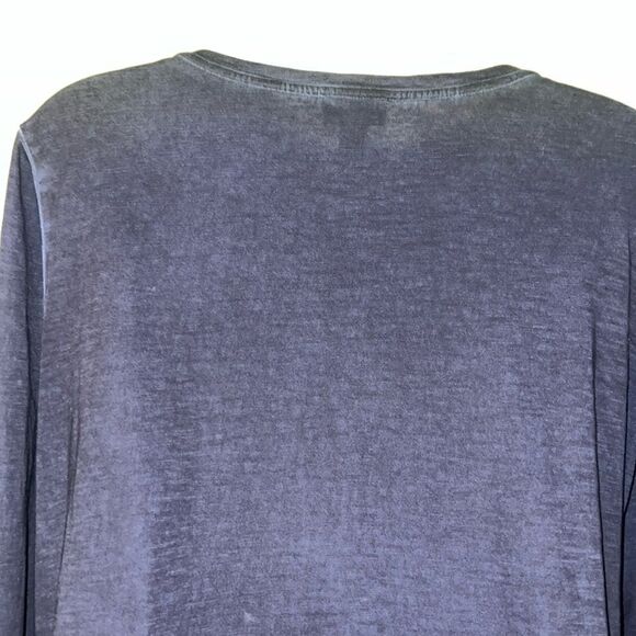 LOGO BY LORI GOLDSTEIN Navy Blue Slub Knit Long Sleeve Shirt w/ Pockets-S - Picture 5 of 9